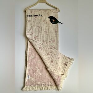 🎁Piscatextil Easter Bunny Throw Blanket - Oatmeal and Pink Cotton Bunny Blanket